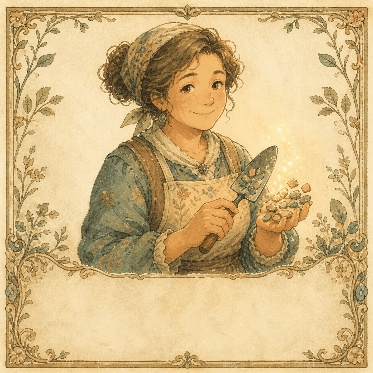 Resident card sample — fairytale watercolor character portrait